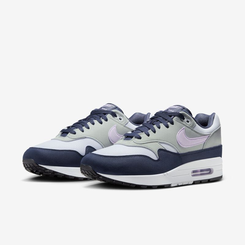 Nike Air Max 1, Gris Fútbol/Azul Trueno/Púmice Claro/Lila Bloom, hi-res