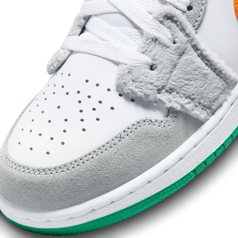 Air Jordan 1 Low SE, Gris humo claro/Blanco/Verde estadio/Naranja total, hi-res