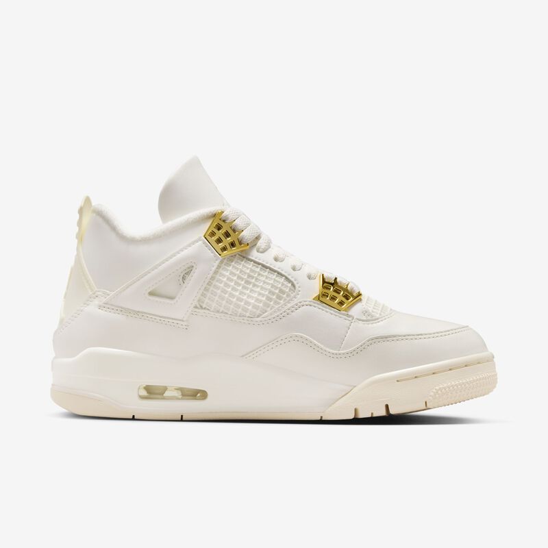 Air Jordan 4 Retro "White and Gold", Vela/Negro/Oro metalizado, hi-res