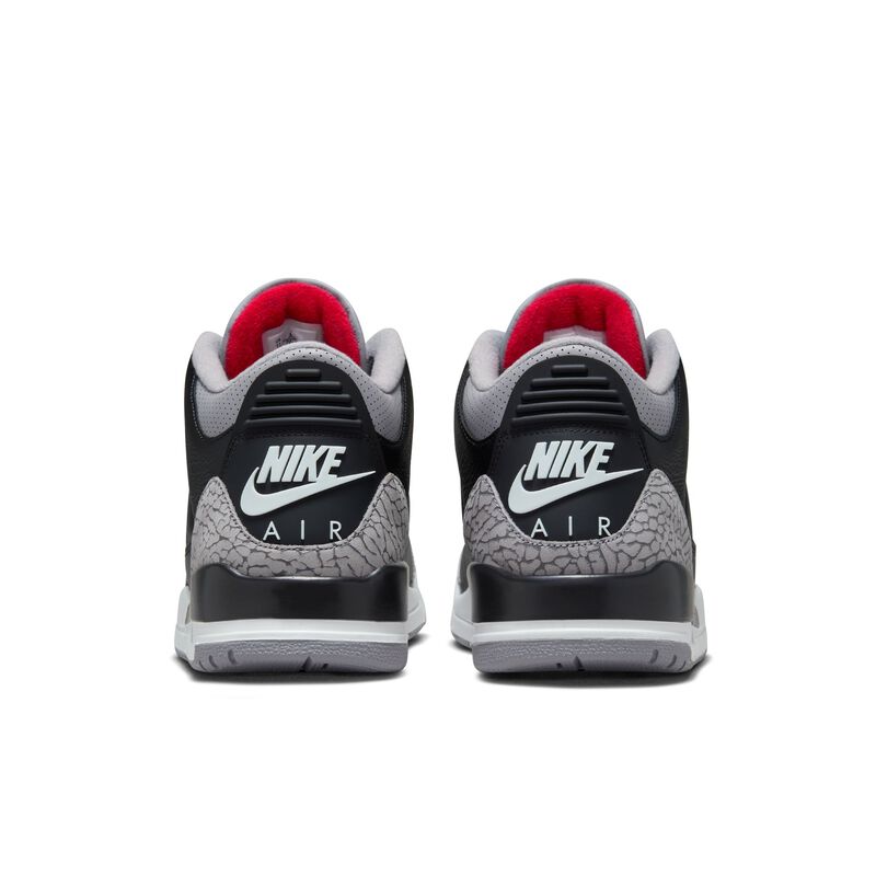 Air Jordan 3 Retro, Negro/Gris Cemento/Blanco Cumbre/Rojo Fuego, hi-res