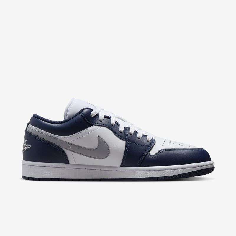 Air Jordan 1 Low, Blanco/Azul Marino Medianoche/Gris Lobo, hi-res