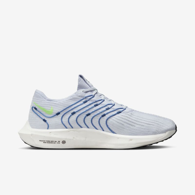 Nike Pegasus Turbo, Gris Fútbol/Azul Estrella/Corte Azul/Golpe Verde, hi-res