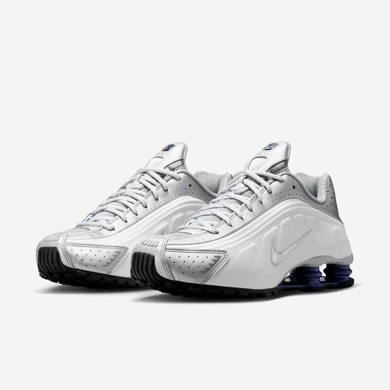 Nike Shox R4, Blanco/Blanco-Mtlc Plata-Azul Real Profundo-Negro, hi-res