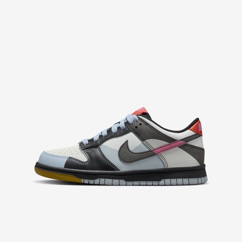 Nike Dunk Low SE, Blanco cumbre/Negro/Rosa Juguetón/Azul Armería Ligero, hi-res