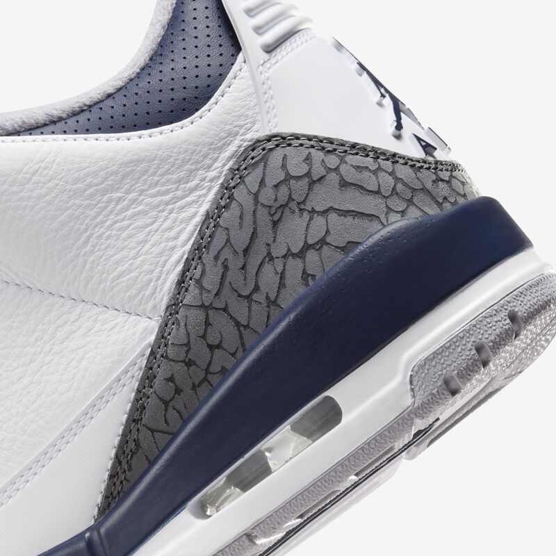 Air Jordan 3 Retro, Blanco/Gris Cemento/Negro/Azul Marino Medianoche, hi-res
