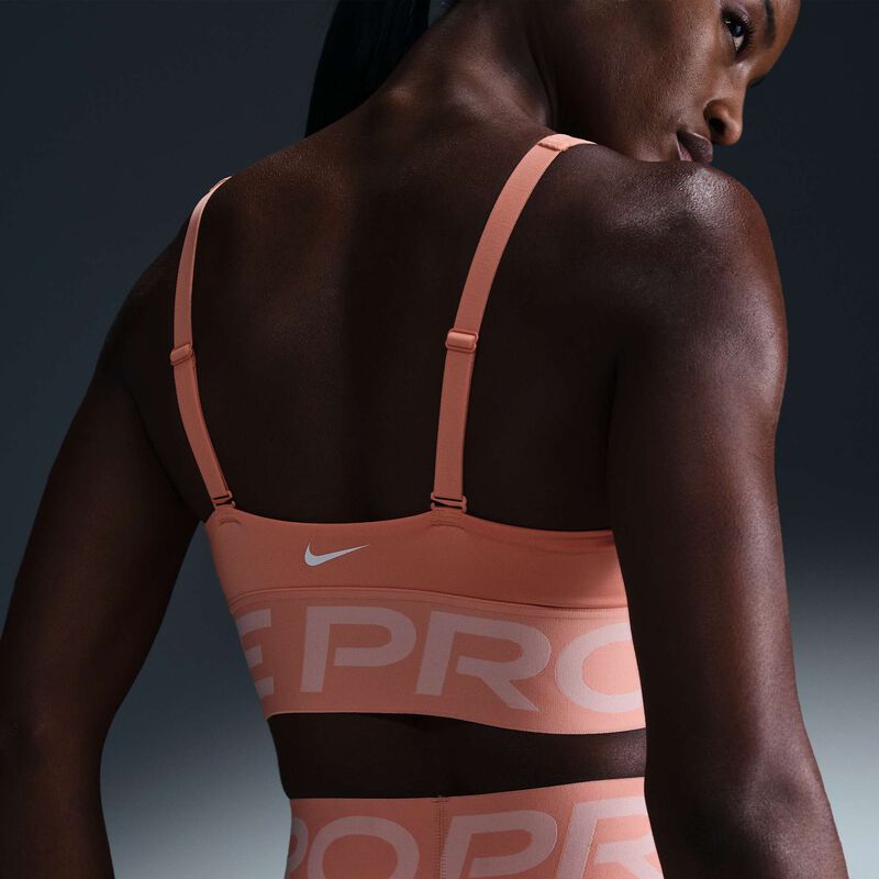 Nike Pro Indy Plunge, Ágata Melocotón/Coral Lavado/Blanco, hi-res