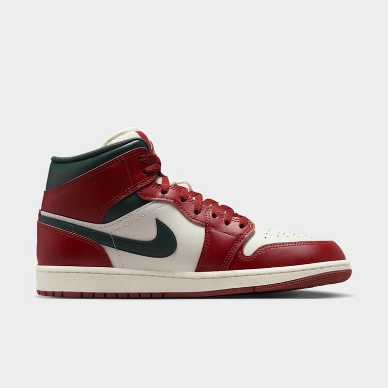 Air Jordan 1 Mid, Vela/Verde Medianoche-Platino Puro-Piedra Roja, hi-res