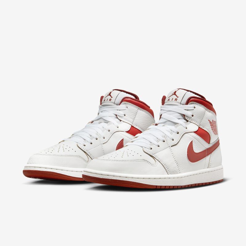 Air Jordan 1 Mid SE, Blanco/Langosta-Duna Rojo-Vela, hi-res