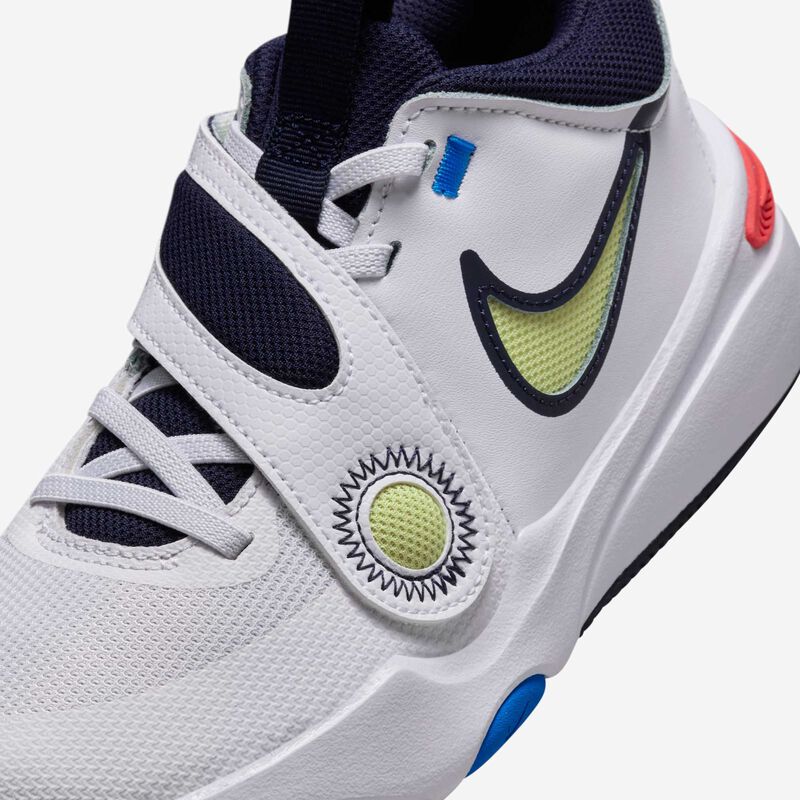 Nike Team Hustle D 11, Blanco/Carmesí Brillante/Azul Foto/Toque De Limón Claro, hi-res
