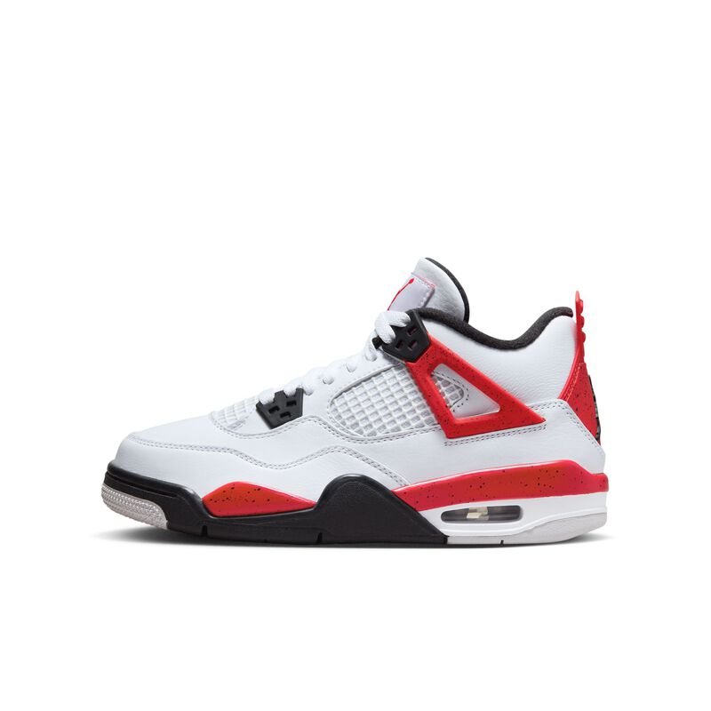 Air Jordan 4 Retro, Blanco/Rojo fuego-negro-gris neutro, hi-res