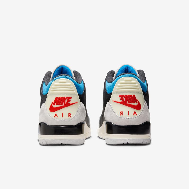 Air Jordan 3 Retro, Negro/Gris neutro/Azul militar/Chile Rojo, hi-res
