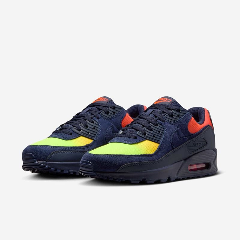 Nike Air Max 90, Veneno de lim&oacute;n/Hiper carmes&iacute;/Naranja l&aacute;ser/Azul ennegrecido, hi-res