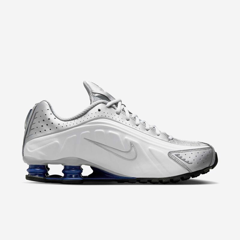 Nike Shox R4, Blanco/Blanco-Mtlc Plata-Azul Real Profundo-Negro, hi-res