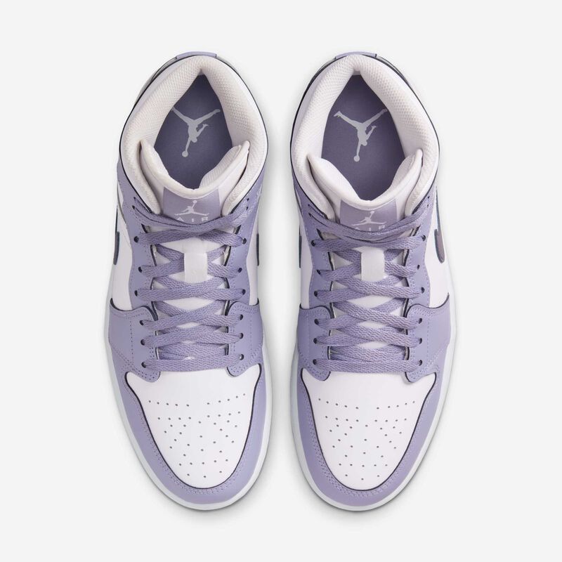 Air Jordan 1 Mid, Blanco/Índigo Neblina/Gris Azul Oscuro, hi-res