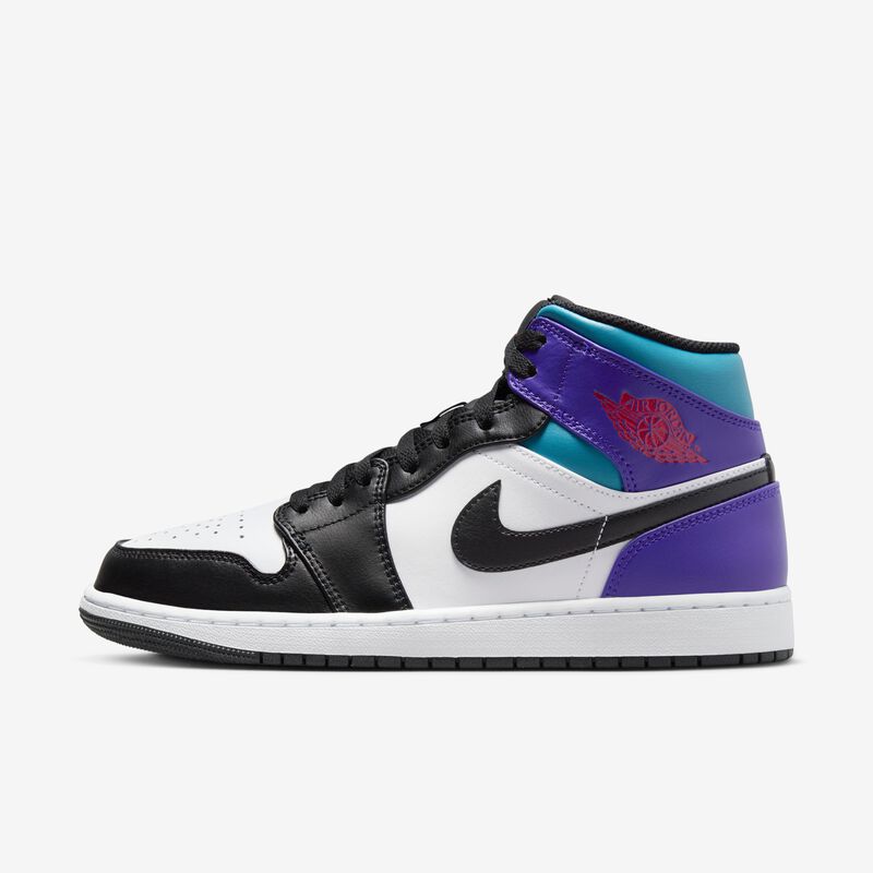 Air Jordan 1 Mid, Blanco/Concordia brillante/Rojo genuino/Negro, hi-res