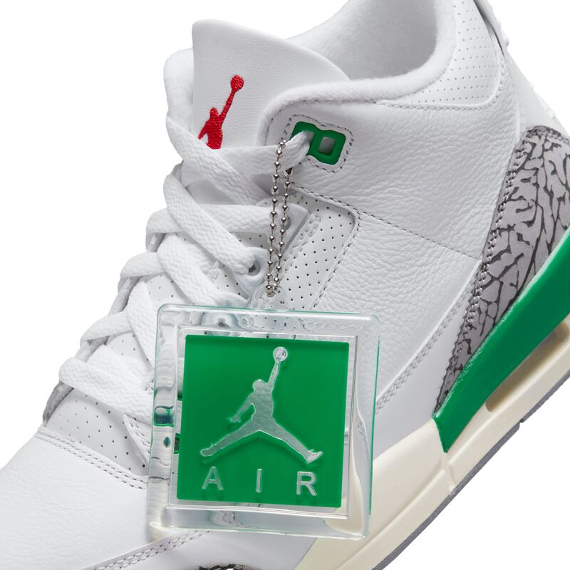 Air Jordan 3 Retro, Blanco/Verde suerte/Gris cemento/Rojo Varsity, hi-res