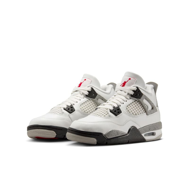 Air Jordan 4 Retro, Blanco Cumbre/Cemento Gris/Negro/Fuego Rojo, hi-res