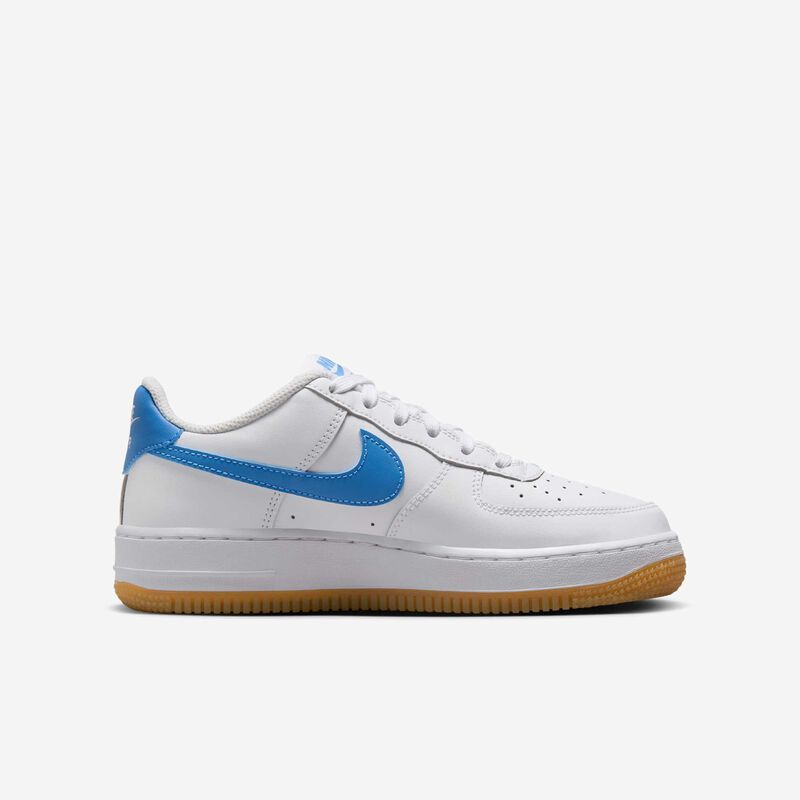 Nike Air Force 1, Blanco/Marrón Claro Goma/Azul Extremo, hi-res