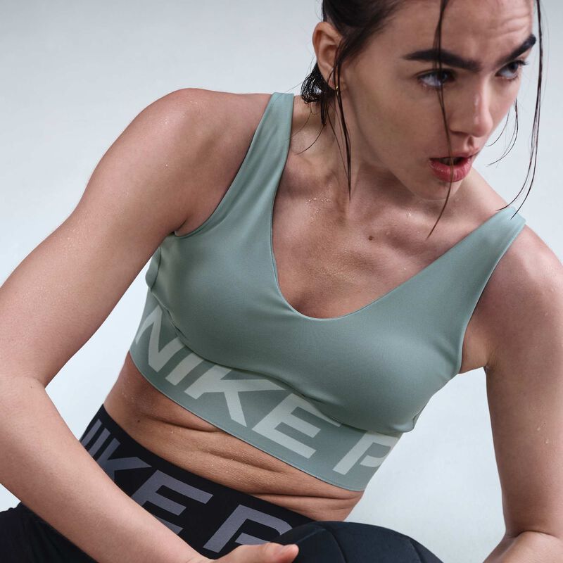 Nike Pro Indy Plunge, Cañón/Hielo de jade/Blanco, hi-res