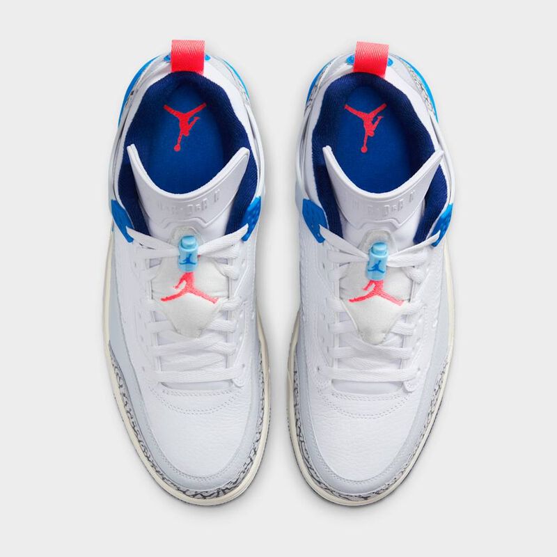 Jordan Spizike Low, Blanco/Lava Caliente-Platino Puro-Azul Vac&iacute;o-Azul Foto, hi-res