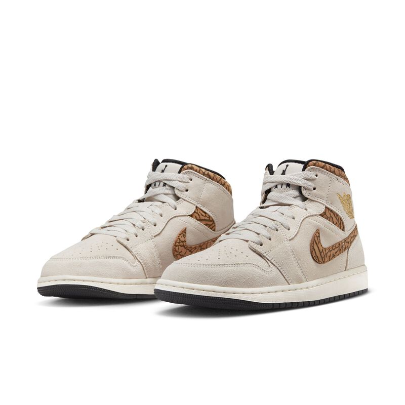 Air Jordan 1 Mid SE, Marrón Orewood claro/Blanco/Bronceado británico claro/Oro metalizado, hi-res
