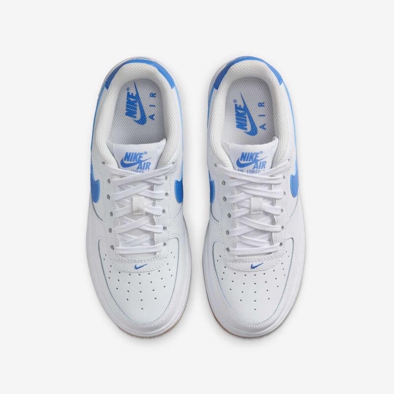 Nike Air Force 1, Blanco/Marrón Claro Goma/Azul Extremo, hi-res