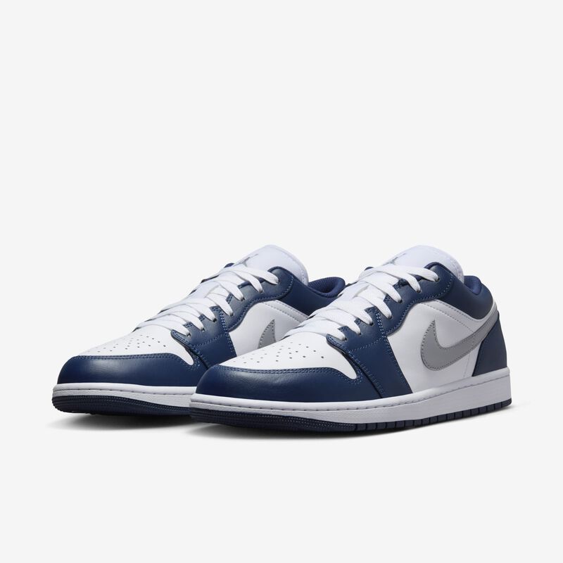 Air Jordan 1 Low, Blanco/Azul Marino Medianoche/Gris Lobo, hi-res