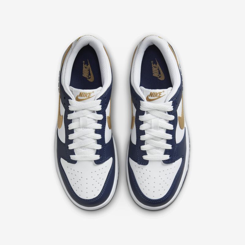 Nike Dunk Low, Blanco/Azul Marino Medianoche/Trigo, hi-res