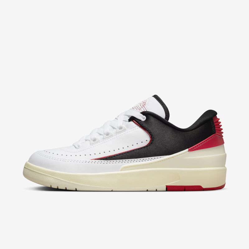Air Jordan 2 Retro Low, Blanco/Negro/Leche de coco/Rojo universitario, hi-res