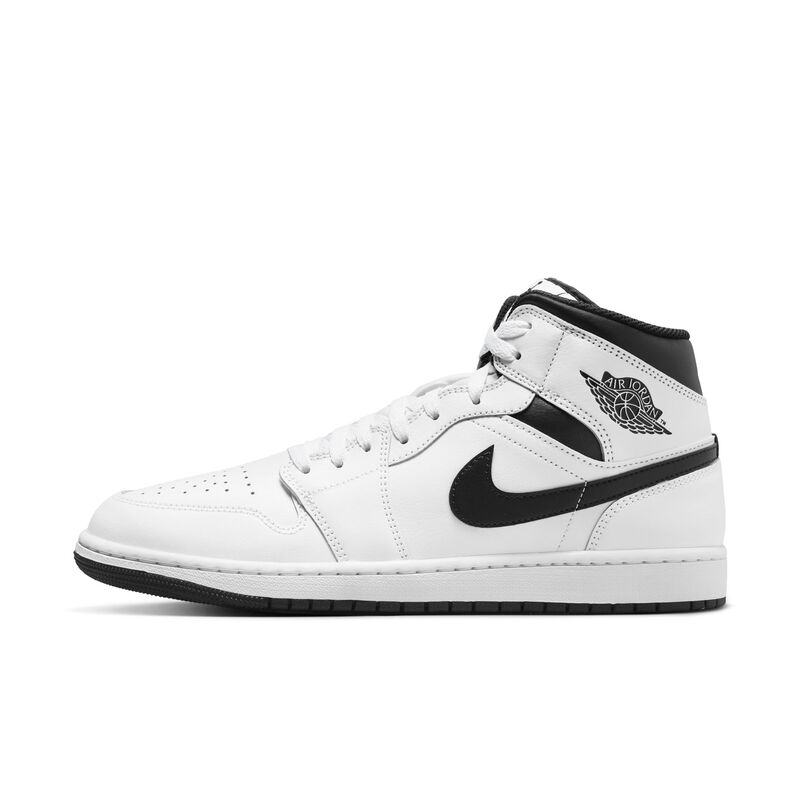 Air Jordan 1 Mid, Blanco/Blanco/Negro/Negro, hi-res