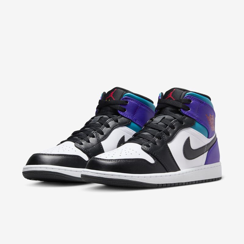 Air Jordan 1 Mid, Blanco/Concordia brillante/Rojo genuino/Negro, hi-res