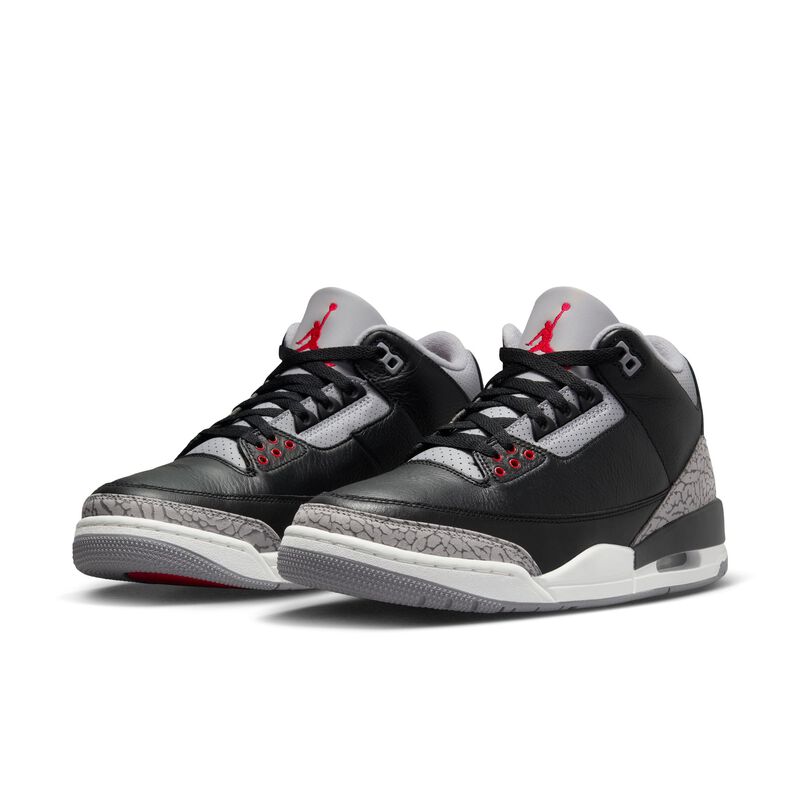 Air Jordan 3 Retro, Negro/Gris Cemento/Blanco Cumbre/Rojo Fuego, hi-res