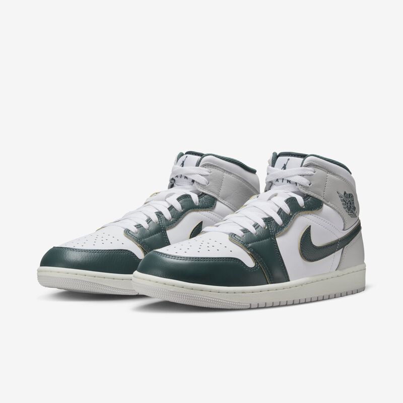 Air Jordan 1 Mid SE, Blanco/Vela/Gris Neutro/Verde Oxidado, hi-res