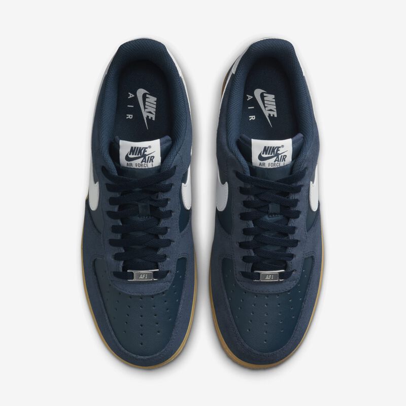 Nike Air Force 1 '07 LV8, Azul Marino Armero/Blanco Cumbre-Marrón Claro Goma, hi-res