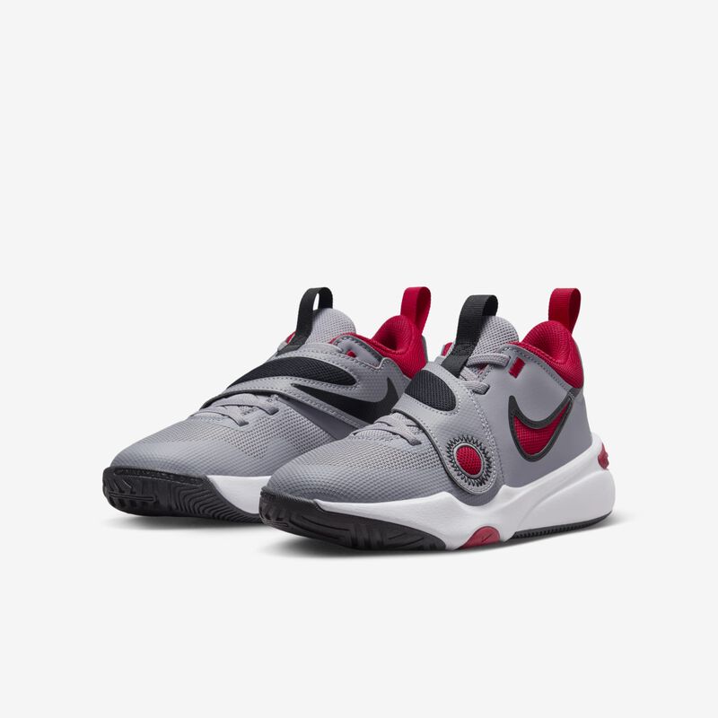 Nike Team Hustle D 11, Gris Cemento/Rojo Gimnasio-Negro-Blanco, hi-res