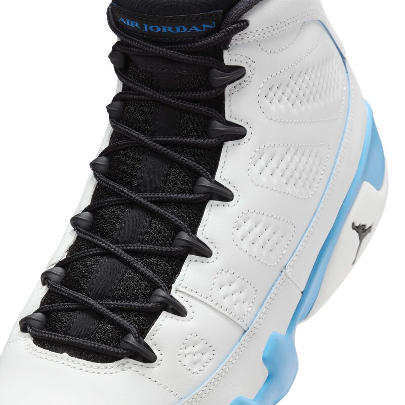 Air Jordan 9 Retro, Blanco Cumbre/Negro/Azul Polvo Oscuro, hi-res