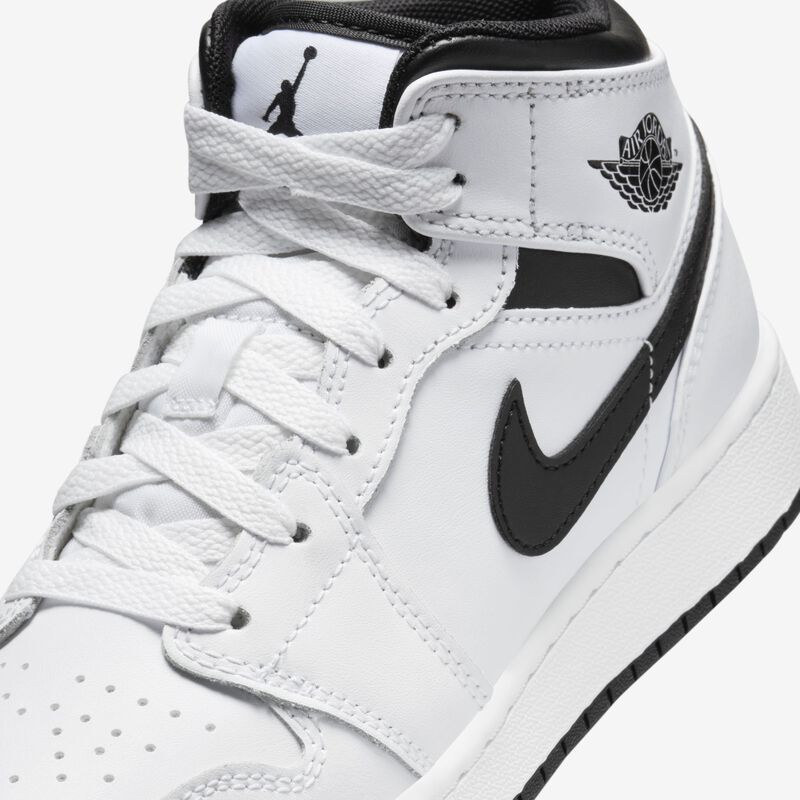 Air Jordan 1 Mid, Blanco/Blanco/Negro/Negro, hi-res