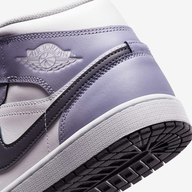 Air Jordan 1 Mid, Blanco/Índigo Neblina/Gris Azul Oscuro, hi-res