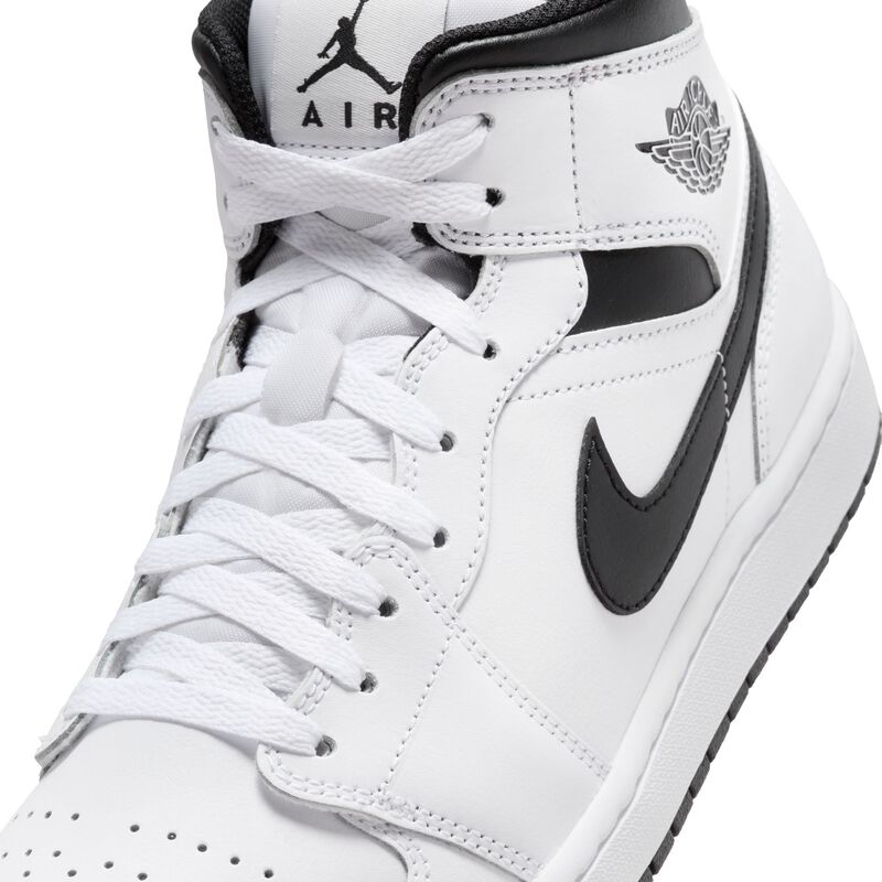 Air Jordan 1 Mid, Blanco/Blanco/Negro/Negro, hi-res