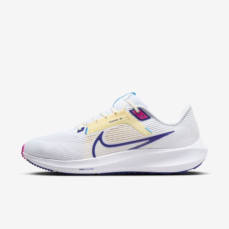 Nike Pegasus 40, Blanco/Polvo de Fotón/Rosa Intenso/Hiper Azul Profundo, hi-res