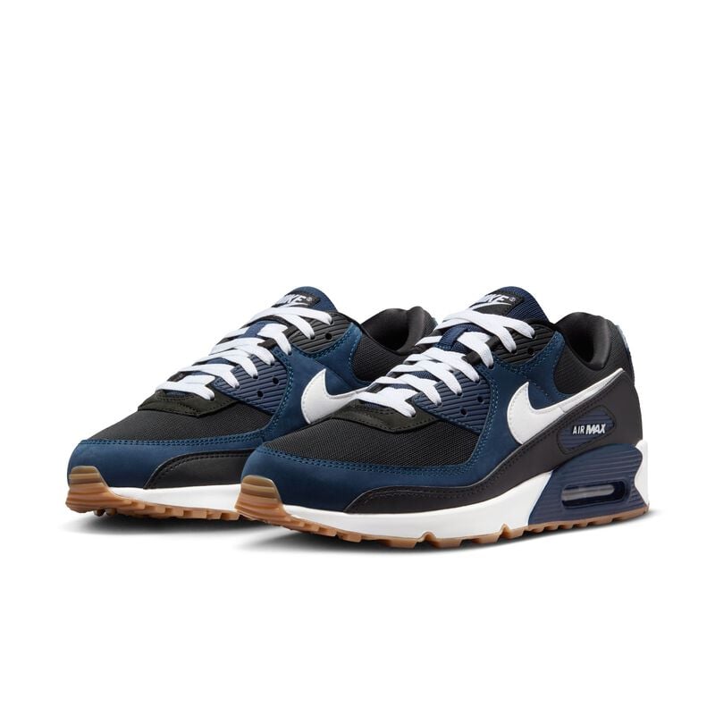 Nike Air Max 90, Azul Marino Medianoche/Blanco-Negro-Goma Marrón Medio, hi-res