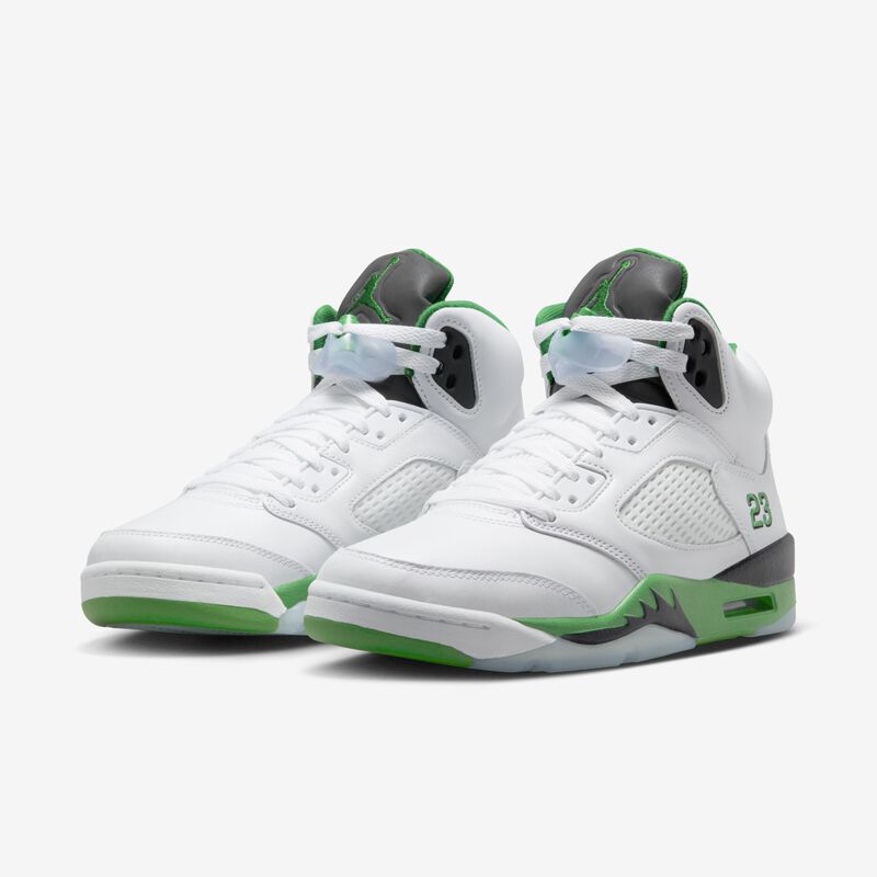 Air Jordan 5 Retro, Blanco/Negro/Azul Hielo/Verde Suerte, hi-res