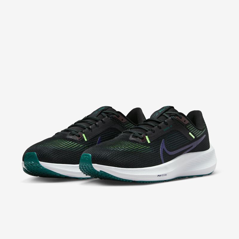 Nike Pegasus 40, Negro/Burdeos enérgico/Azul verdoso geoda/Morado tinta, hi-res