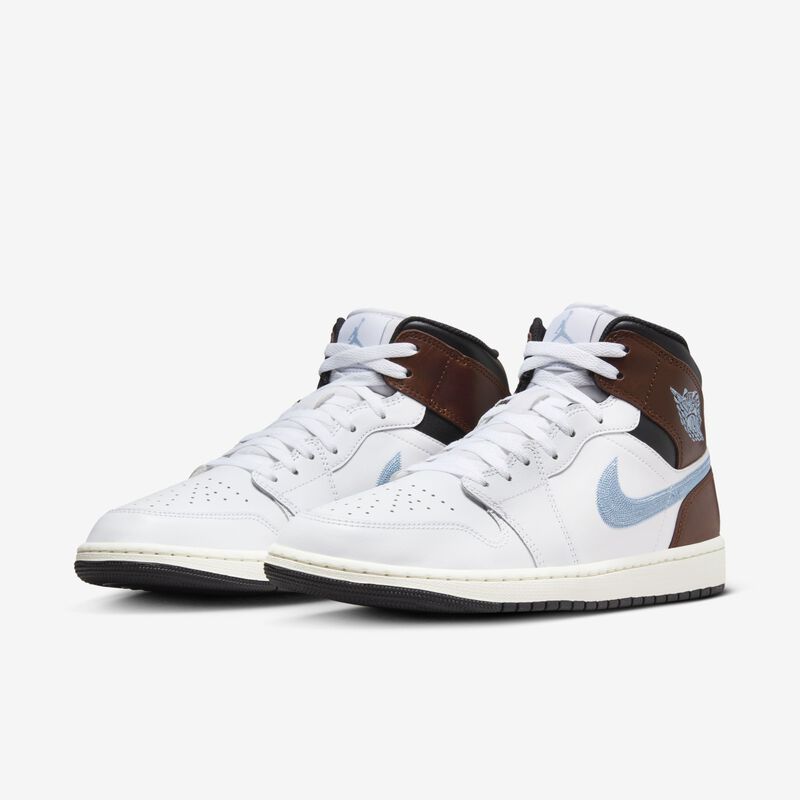 Air Jordan 1 Mid SE, Blanco/Gris azulado-Negro-Vela, hi-res