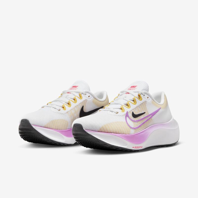 Nike Zoom Fly 5, Blanco/Sulfuro vivo/Café ámbar/Fucsia enérgico, hi-res
