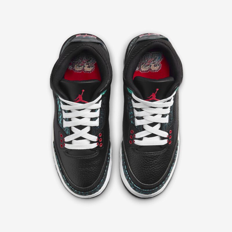 Air Jordan 3 Retro, Negro/Hiperjade/Blanco/Rojo Sirena, hi-res