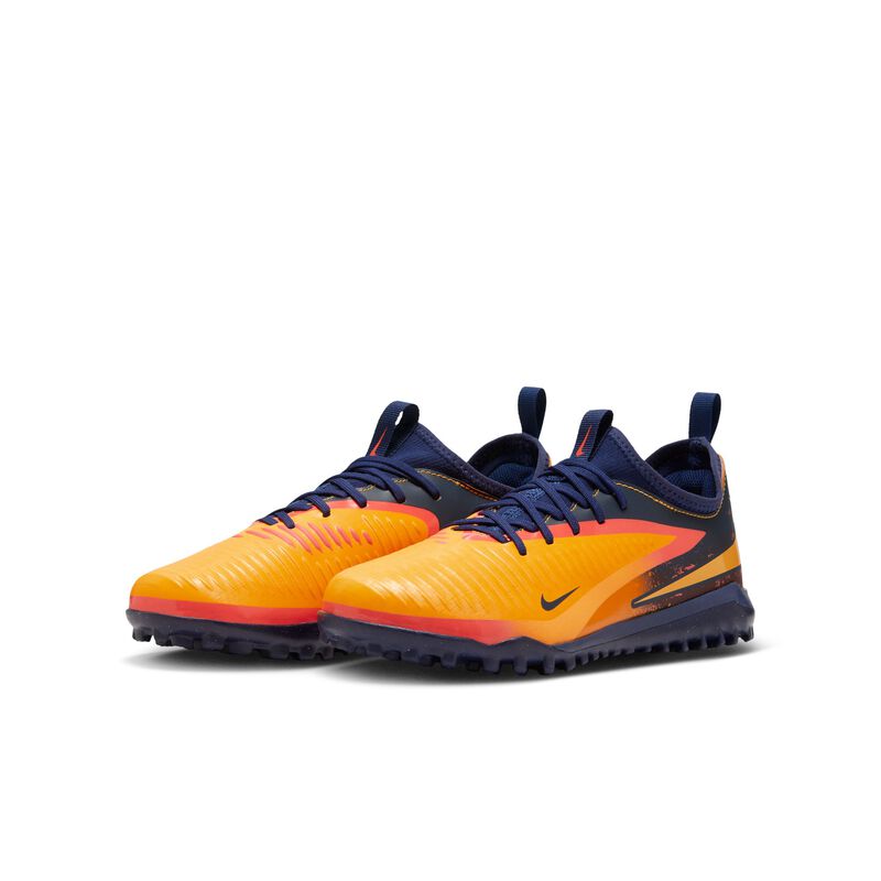 Nike Jr. Phantom 6 Low Academy "Erling Haaland", Naranja láser/Azul vacío/Veneno limón, hi-res