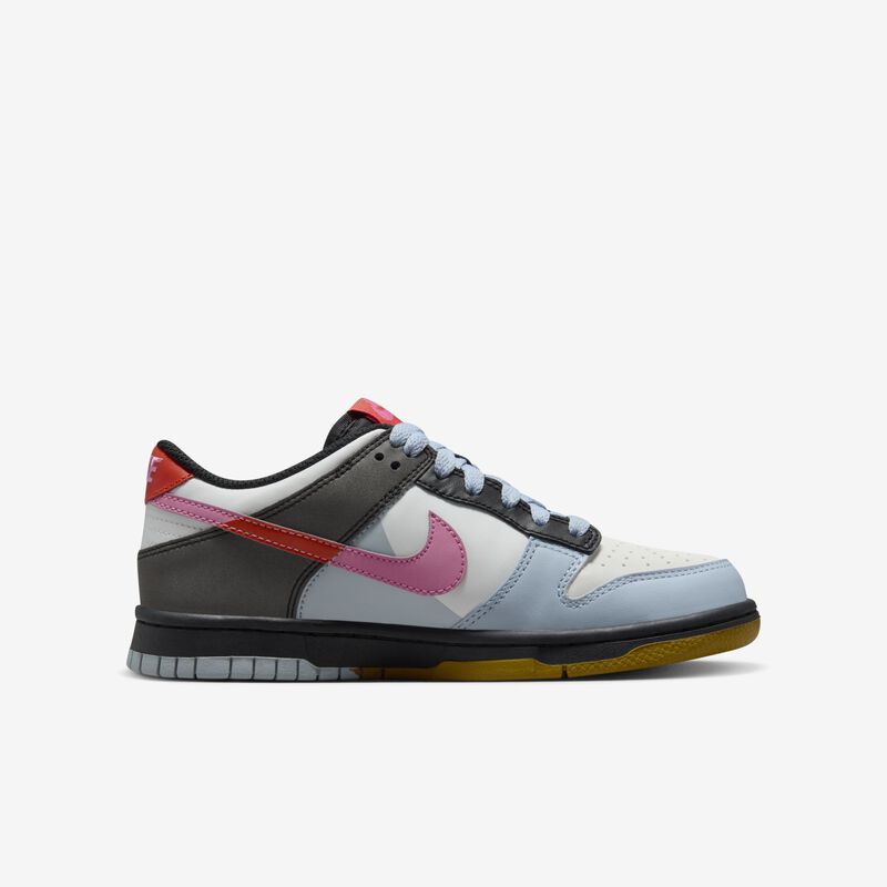 Nike Dunk Low SE, Blanco cumbre/Negro/Rosa Juguetón/Azul Armería Ligero, hi-res