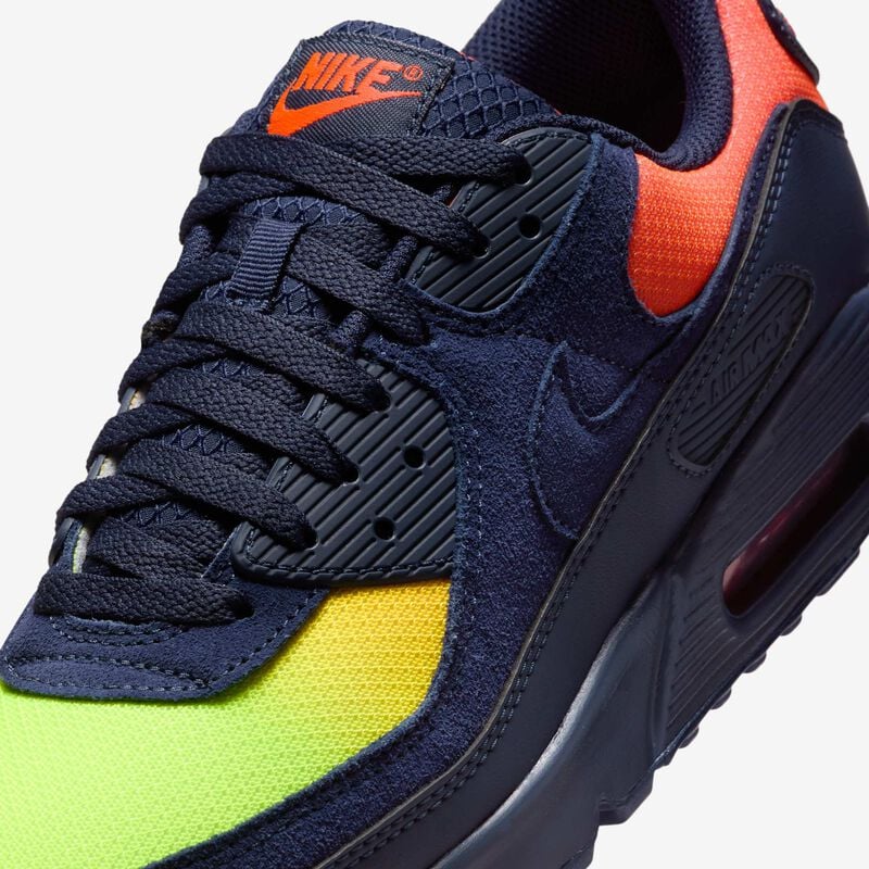 Nike Air Max 90, Veneno de lim&oacute;n/Hiper carmes&iacute;/Naranja l&aacute;ser/Azul ennegrecido, hi-res
