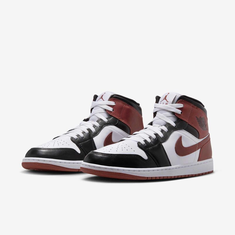 Air Jordan 1 Mid SE, Blanco/Negro/Poni Oscuro, hi-res